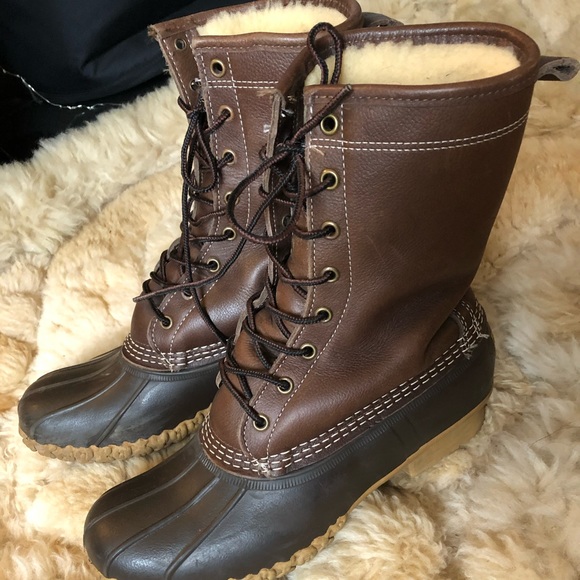 Ll Bean Duck Boots Shearling Lined 
